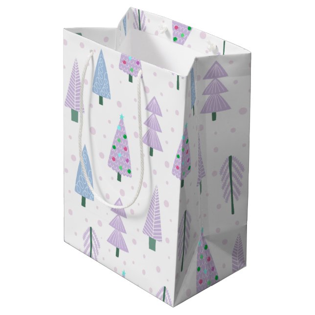 Sac Cadeau Moyen Lavande de Noël moderne Motif Abstrait (Dos Angle)