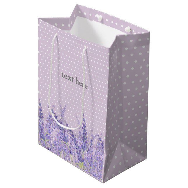 Sac Cadeau Moyen lavande, élégant, moderne, tendance, floral, viole (Devant Angle)