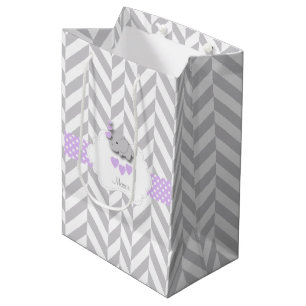 Sac Cadeau Moyen Lavande Purple Elephant Design - Baby shower