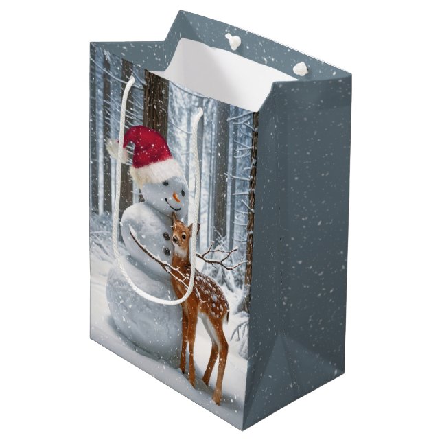 Sac Cadeau Moyen Le bonhomme de neige de Noël accablé d'un père (Devant Angle)