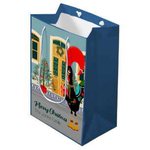 Sac Cadeau Moyen Le coq portugais avec un cadeau de Noël