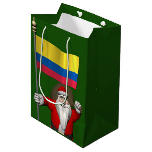 Sac Cadeau Moyen Le Père Noël Avec L'Ensigne De La Colombie
