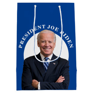 Sac Cadeau Moyen Le président Joe Biden Portrait en bleu