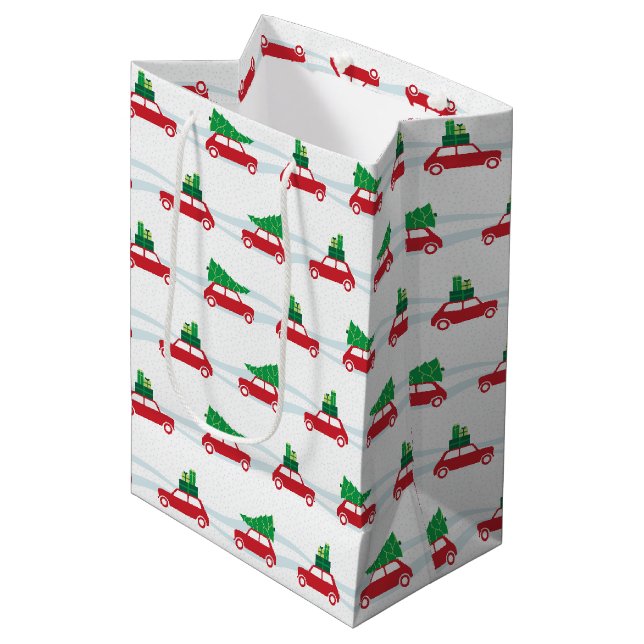 Sac Cadeau Moyen Le trafic de Noël de Mini Cooper (Devant Angle)