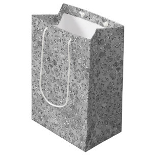 Sac Cadeau Moyen Leopard argenté gris Meow Kitty Cat