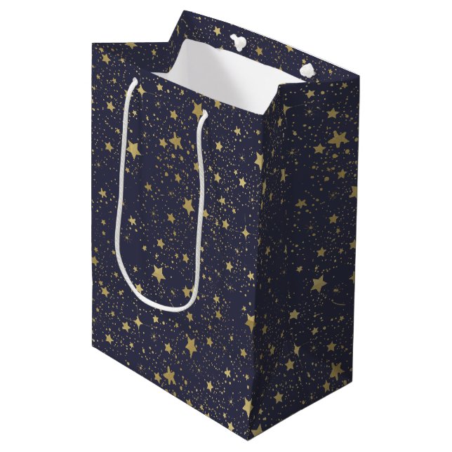 Sac Cadeau Moyen Les étoiles bleues de la Marine d'or (Devant Angle)