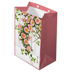 Sac Cadeau Moyen Les fleurs Vintages de cerisiers japonais, roses e