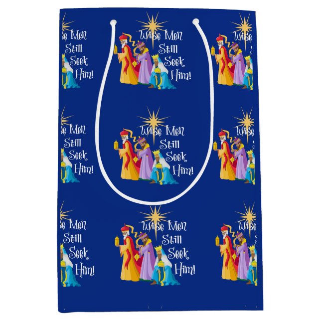 Sac Cadeau Moyen Les Mignons de Noël Hommes religieux (Devant)