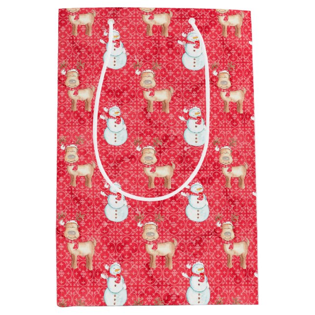 Sac Cadeau Moyen Les Neiges De Noël Et Les Rennes (Devant)