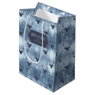 Sac Cadeau Moyen Les Patters de Christmas Blue ID861