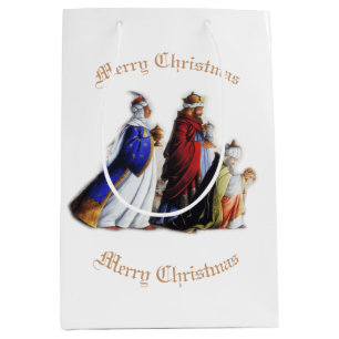 Sac Cadeau Moyen Les Trois Magi Portant cadeaux et voeux de Noël