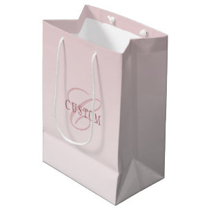 Sac Cadeau Moyen Lettre Élégante & Monogramme   Rose Ombré