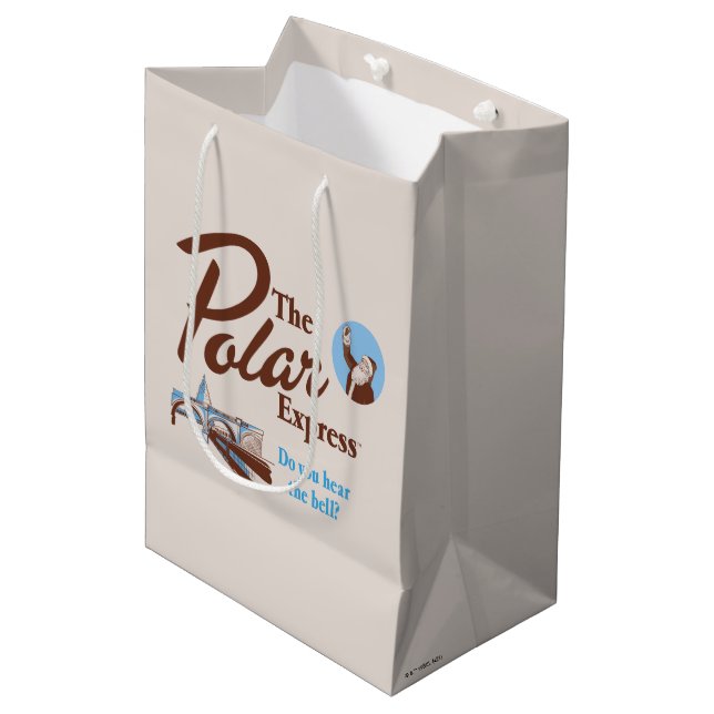 Sac Cadeau Moyen L'Express polaire | "Entendez-Vous La Cloche" Retr (Devant Angle)