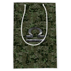 Sac Cadeau Moyen Libra Zodiac Connexion verte olive camo numérique