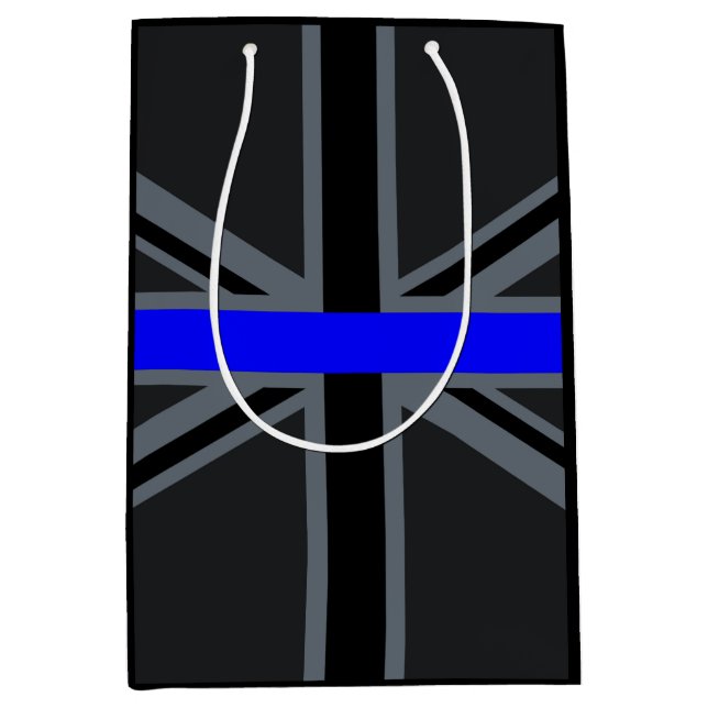 Sac Cadeau Moyen Ligne bleue mince Union Jack (Devant)