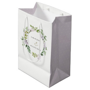 Sac Cadeau Moyen Lilac Floral Wreath Cottage Jardin Mariage