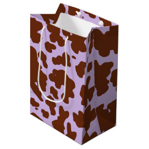 Sac Cadeau Moyen Lilac Purple moderne et peau Brown de vache Imprim