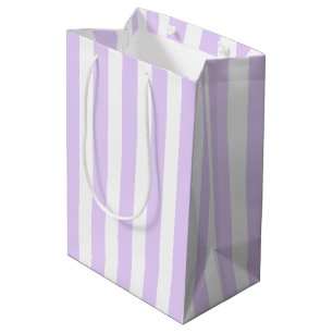 Sac Cadeau Moyen Lilac violet et blanc bonbons rayures