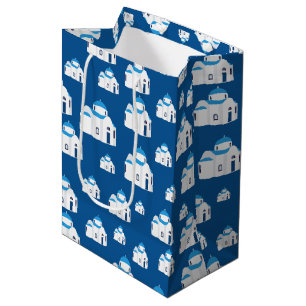 Sac Cadeau Moyen L'île grecque Santorin Blue Dome