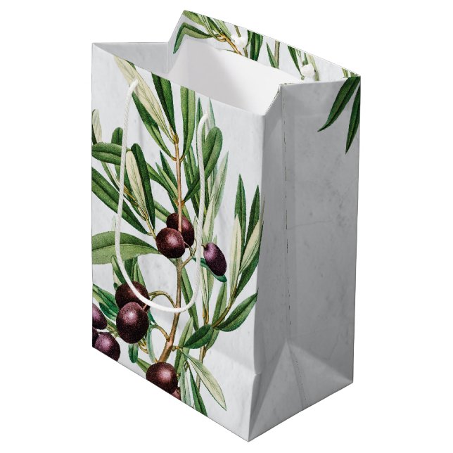 Sac Cadeau Moyen L'île méditerranéenne grecque Feuille d'olive (Devant Angle)