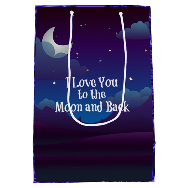 Sac Cadeau Moyen L'Indigo Bleu, tu aimes la lune et le dos (Dos)