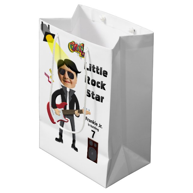 Sac Cadeau Moyen Little Rock Star Enfants 🎸 🤣 Champion de Guitare (Devant Angle)