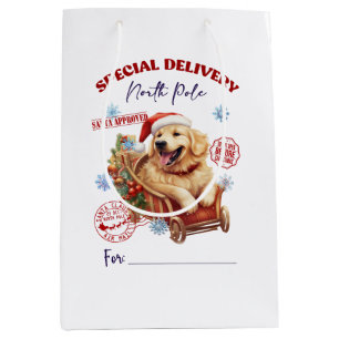 Sac Cadeau Moyen Livraison du Golden Retriever North Pôle