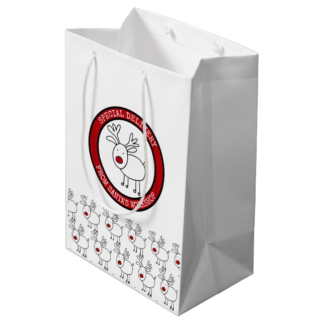 Sac Cadeau Moyen Livraison spéciale de Père Noël Workshop Kids (Dos Angle)