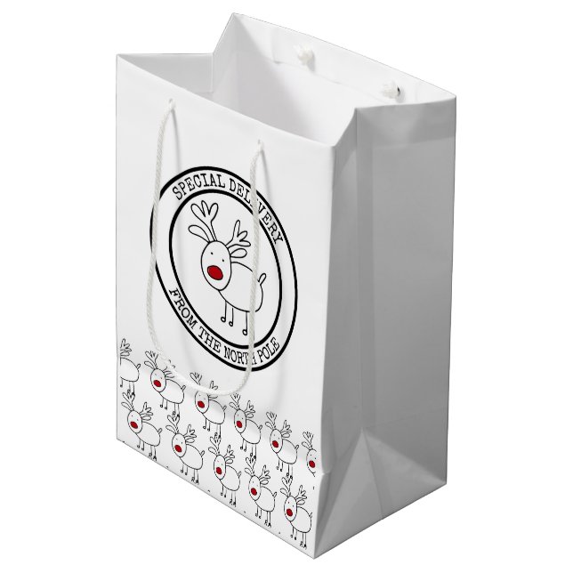 Sac Cadeau Moyen Livraison spéciale des enfants du Pôle Nord Noël (Devant Angle)
