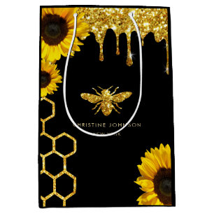 Sac Cadeau Moyen logo abeille et tournesol