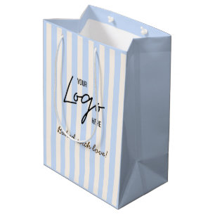 Sac Cadeau Moyen Logo de la boulangerie-café Cute Stripes Baked Wit
