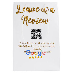 Sac Cadeau Moyen logo de l'entreprise de revue Google Scan QR revie