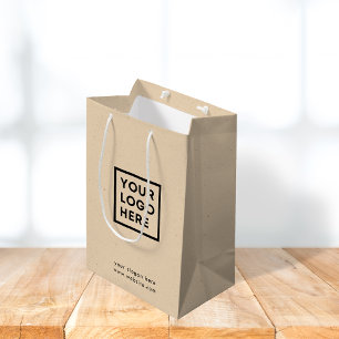 Sac Cadeau Moyen Logo de l'entreprise Rustic Kraft Modern