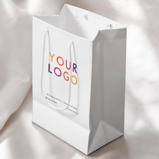 Sac Cadeau Moyen Logo d'entreprise blanc (Créateur téléchargé)