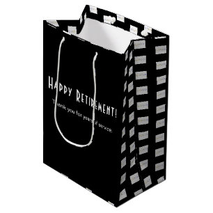 Sac Cadeau Moyen Logo d'entreprise Bonne retraite Noir et blanc