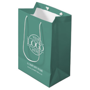 Sac Cadeau Moyen Logo d'entreprise élégant de couleur vert sarcelle