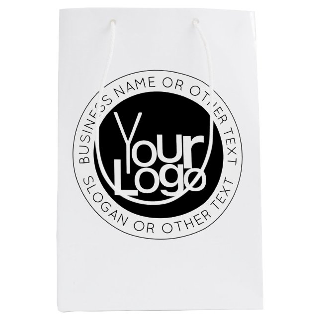 Sac Cadeau Moyen Logo d'entreprise et texte moderne simple modifiab (Devant)