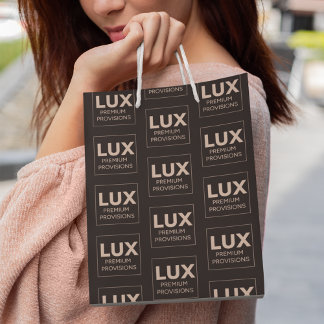 Sac Cadeau Moyen Logo d'entreprise Minimaliste Impression Tout Noir