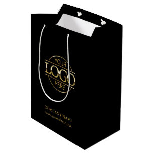 Sac Cadeau Moyen Logo d'entreprise minimaliste noir