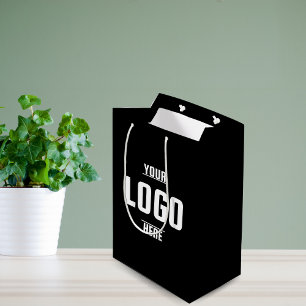 Sac Cadeau Moyen Logo d'entreprise personnalisé - Noir