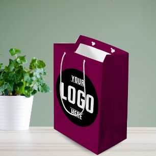 Sac Cadeau Moyen Logo d'entreprise personnalisé - Noir