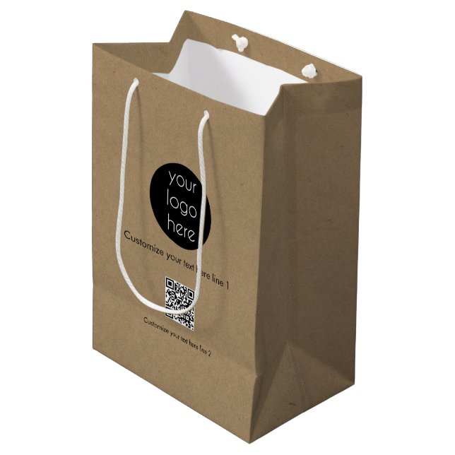 Sac Cadeau Moyen Logo d'entreprise sur mesure Entreprise Kraft prom (Devant Angle)