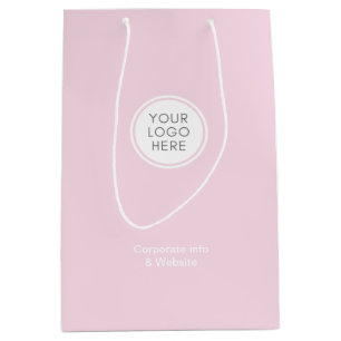 Sac Cadeau Moyen Logo Élégant Minimaliste Rose Pâle Entreprise