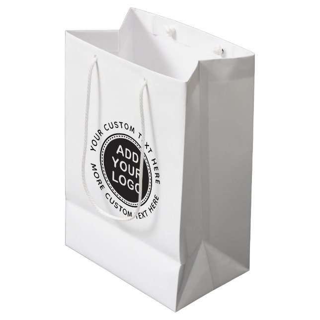 Sac Cadeau Moyen Logo personnalisé et boutique texte ou préférez (Devant Angle)