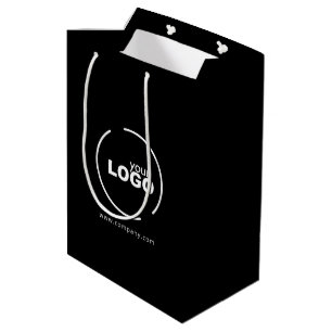Sac Cadeau Moyen Logo professionnel moderne pour entreprise Noir