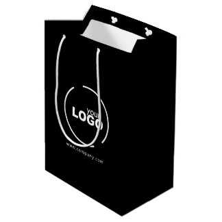 Sac Cadeau Moyen Logo professionnel moderne pour entreprise Noir