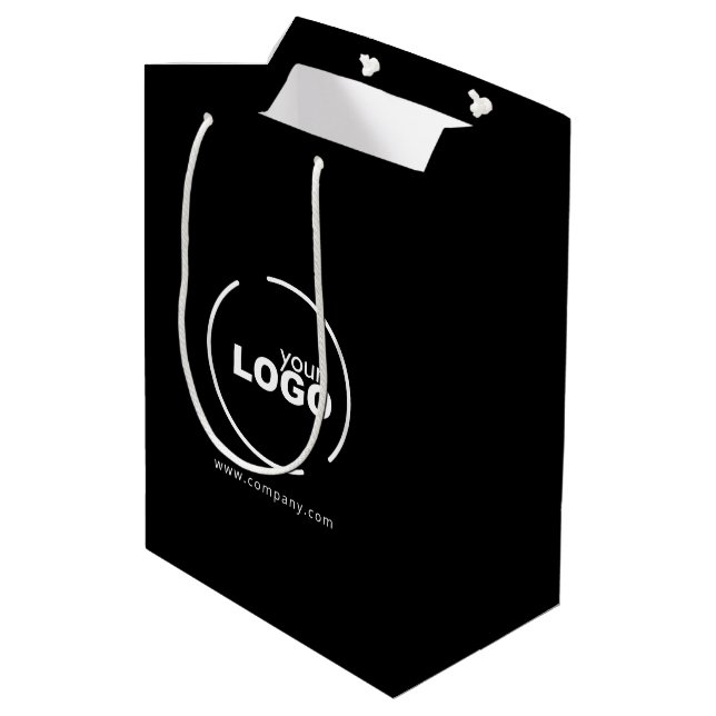 Sac Cadeau Moyen Logo professionnel moderne pour entreprise Noir (Dos Angle)
