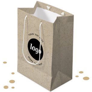 Sac Cadeau Moyen Logo Simple Avec Papier Brown Entreprise Texte