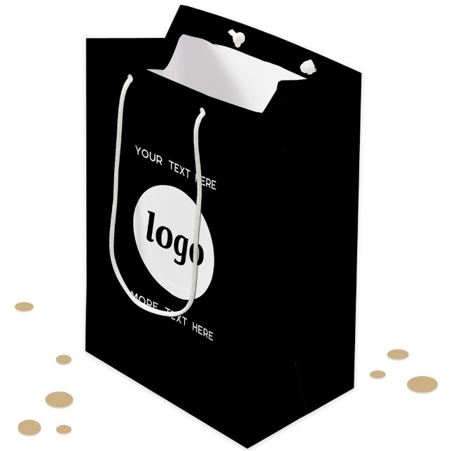 Sac Cadeau Moyen Logo simple Texte Marque commerciale Noir (logo,small business,promotional,modern,simple minimalist,brand branding,store front product packagin)