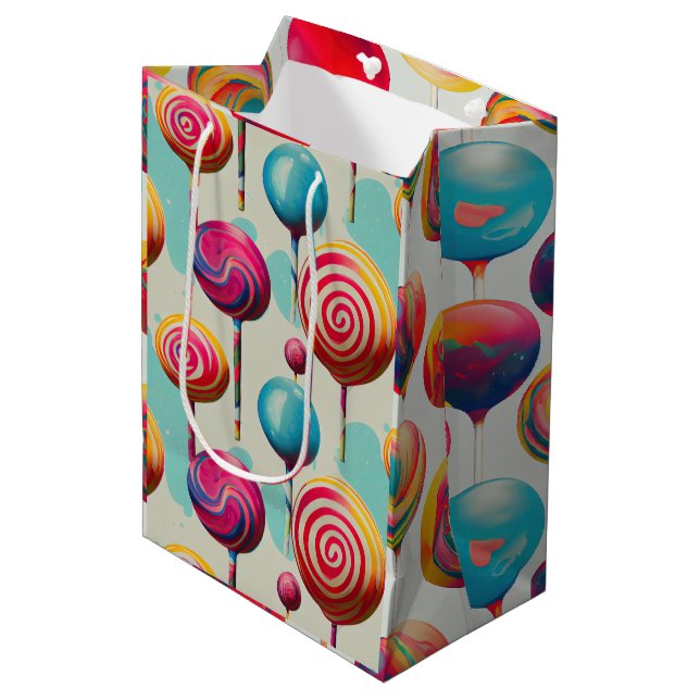 Sac Cadeau Moyen Lollipopes amusants et tout Candy Lane Collection (Devant Angle)